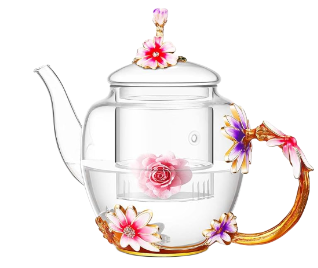 3D Flower Glass Teapot